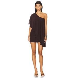 Ronny Kobo Stella Dress in Basalt one shoulder mini